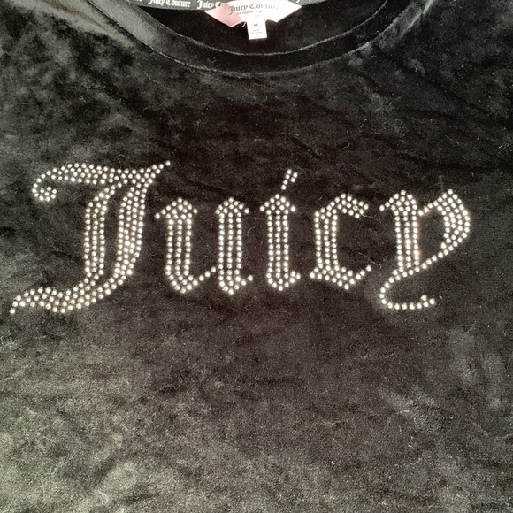 Juicy Couture Black Velour Rhinestone Logo Top - Size M - Picture 3 of 6